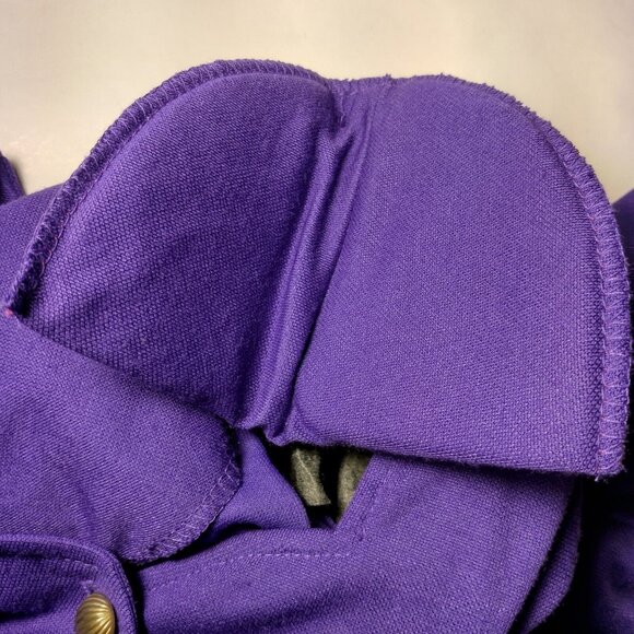 Vintage 80s Purple Dress Size 10 Button Scalloped V Neck Long Sleeve Modest READ - Picture 15 of 16